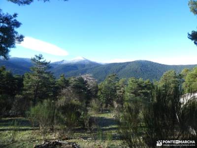 Peña Citores desde Puente de la Cantina, Camino Viejo de El Paular;nacimiento de un rio cañones del 
